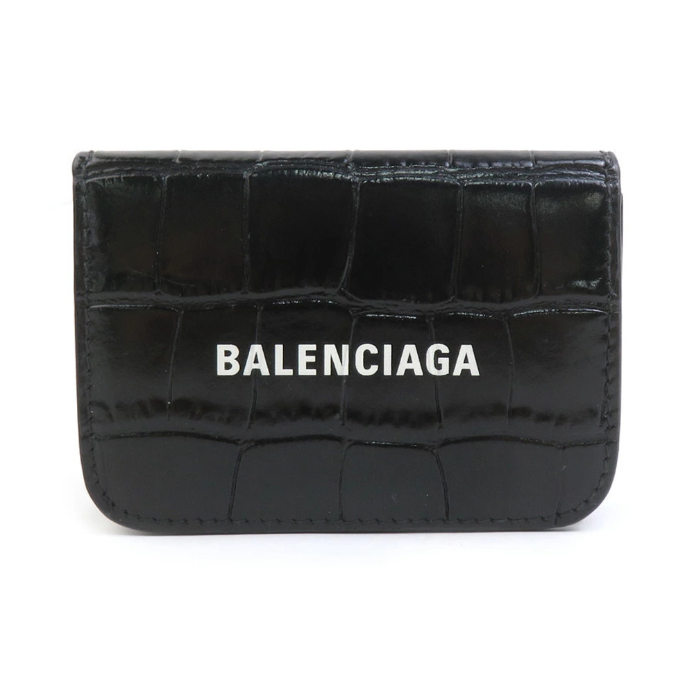 Balenciaga Tri fold wallet embossed leather black
